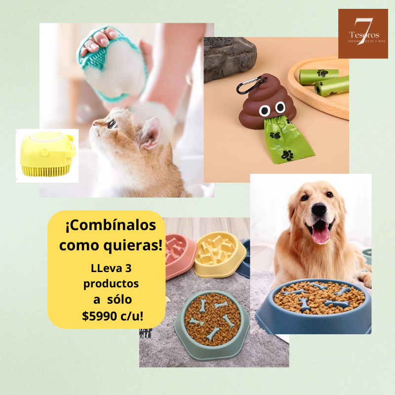 ➡️Pack: Plato Antiansiedad + Cepillo de Baño + Dispensador bolsas caca perro."OFERTA DESTACADA"