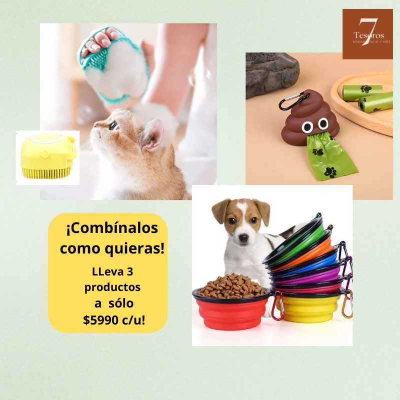 ➡️Pack: Plato Plegable+ Cepillo de Baño + Dispensador bolsas caca perro OFERTA DESTACADA