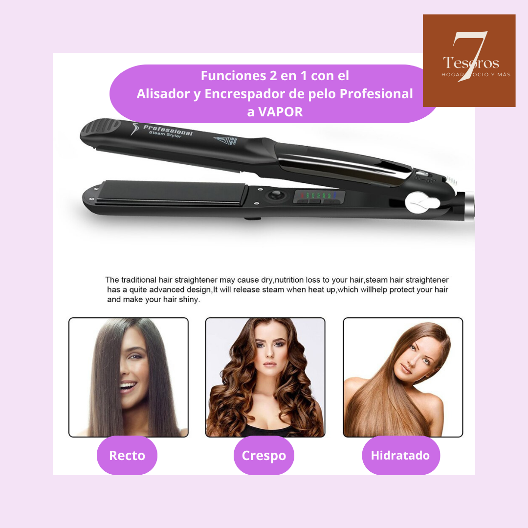 ➡️ Plancha Profesional a Vapor Alisadora y Rizadora Steam Styler