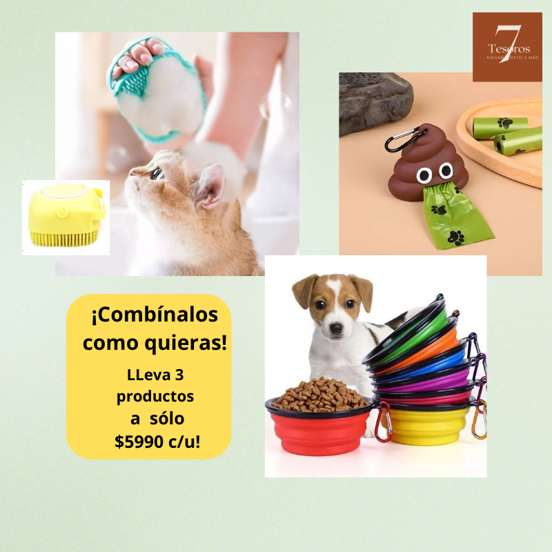 ➡️Pack: Plato Plegable+ Cepillo de Baño + Dispensador bolsas caca perro  OFERTA DESTACADA