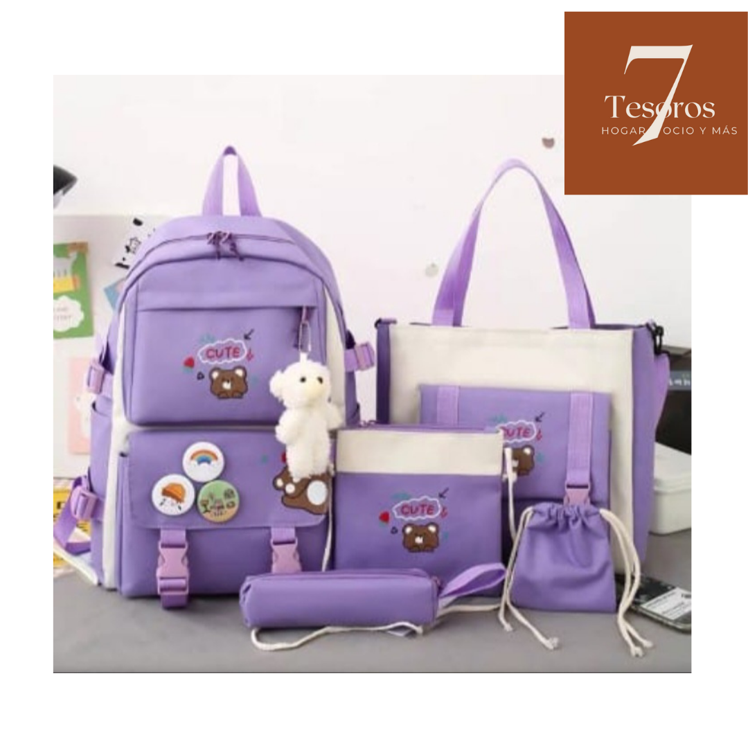 ➡️ Mochila kawaii kit completo 5 en 1. En OFERTA pocas unidades